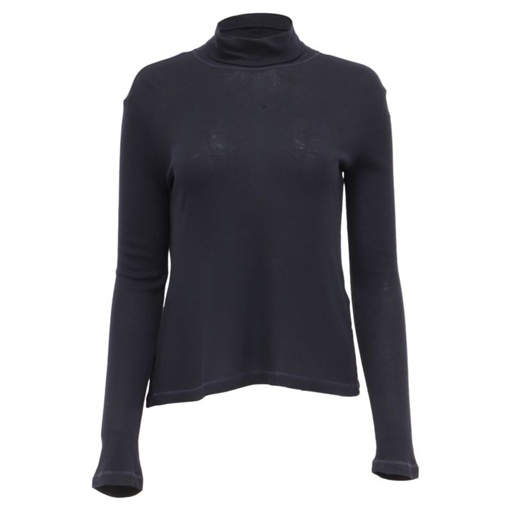 Totême Turtle Neck Pullover Sweater in Navy Blue Viscose